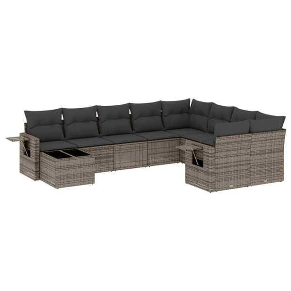 vidaXL sofasæt til haven 10 dele med hynder polyrattan grå