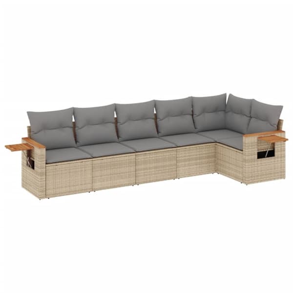 vidaXL sofasæt til haven 6 dele med hynder polyrattan beige