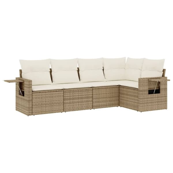 vidaXL sofasæt til haven 5 dele med hynder polyrattan beige
