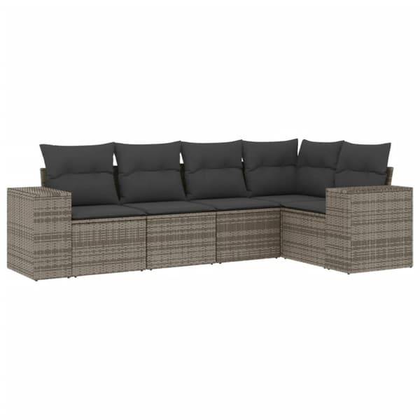 vidaXL sofasæt 5 dele med hynder polyrattan grå