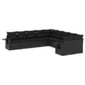 Miniatyrbillede 1 af 3: vidaXL sofasæt til haven 10 dele med hynder polyrattan sort