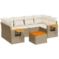 Miniatyrbillede 1 af 11: vidaXL sofasæt til haven 7 dele med hynder polyrattan beige