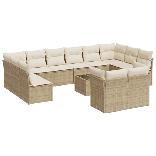 vidaXL sofasæt til haven 13 dele med hynder polyrattan beige