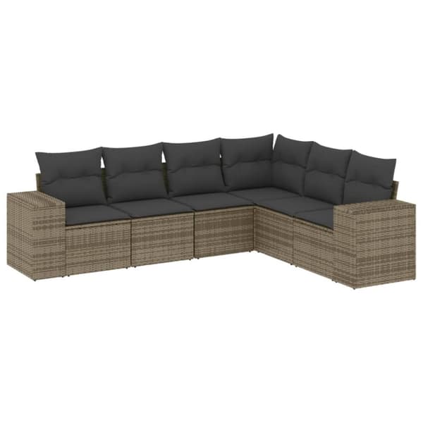 vidaXL sofasæt til haven 6 dele med hynder polyrattan grå