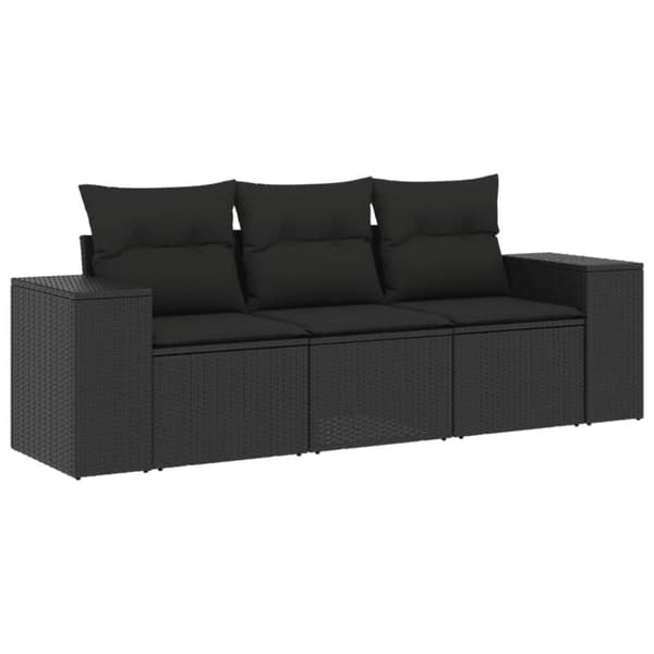 vidaXL sofasæt til haven 3 dele med hynder polyrattan sort