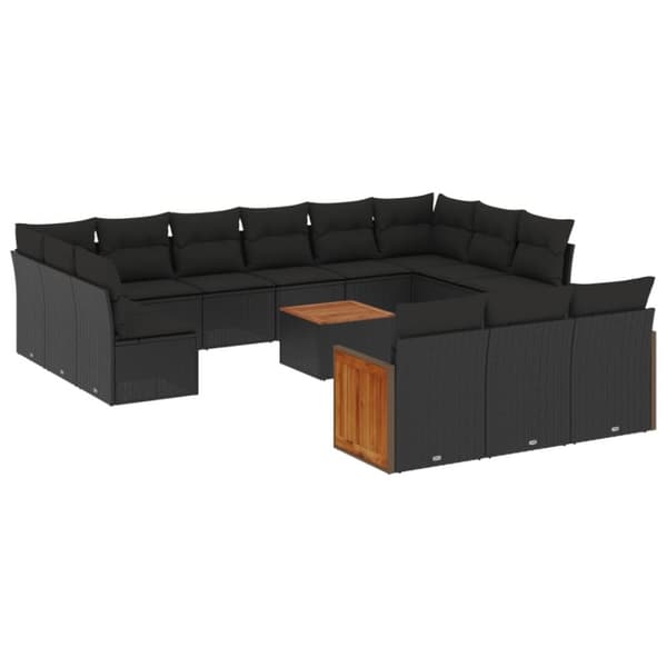 vidaXL sofasæt til haven 14 dele med hynder polyrattan sort