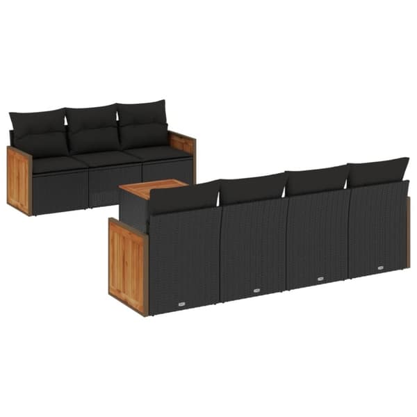 vidaXL sofasæt til haven 8 dele med hynder polyrattan sort