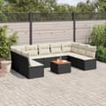 Miniatyrbillede 3 af 3: vidaXL sofasæt til haven 10 dele med hynder polyrattan sort