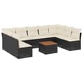 Miniatyrbillede 1 af 3: vidaXL sofasæt til haven 10 dele med hynder polyrattan sort