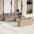 Miniatyrbillede 1 af 3: vidaXL sofasæt til haven 11 dele med hynder polyrattan beige