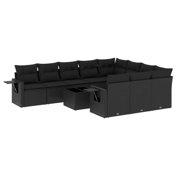 vidaXL sofasæt til haven 11 dele med hynder polyrattan sort