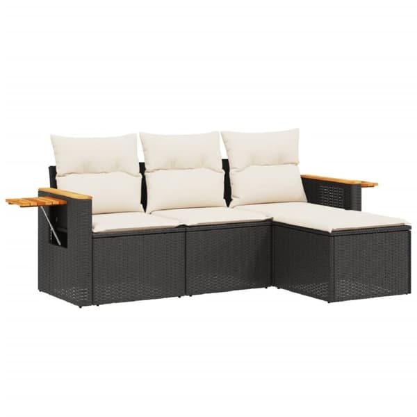 vidaXL sofasæt til haven 4 dele med hynder polyrattan sort