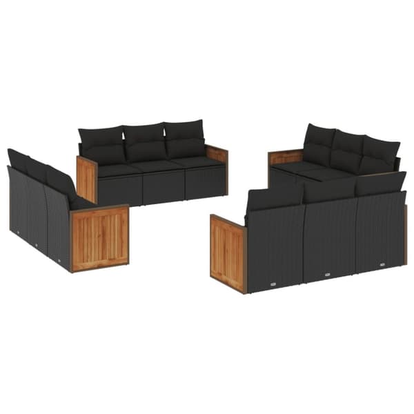 vidaXL sofasæt til haven 12 dele med hynder polyrattan sort