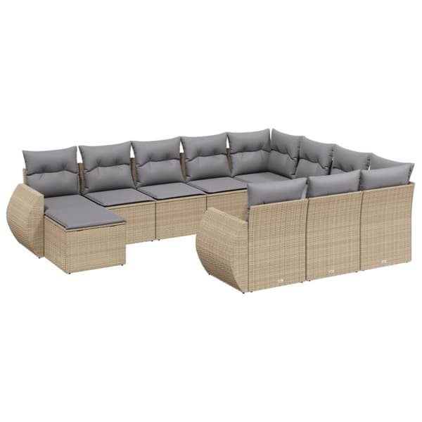 vidaXL sofasæt til haven 11 dele med hynder polyrattan beige
