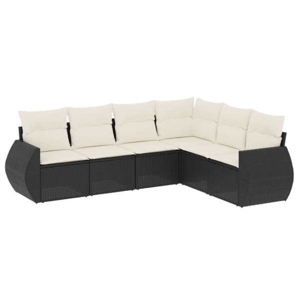 vidaXL sofasæt til haven 6 dele med hynder polyrattan sort
