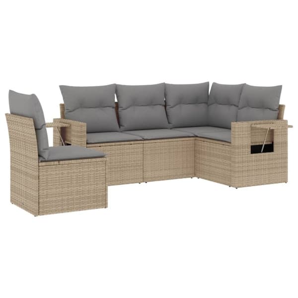 vidaXL sofasæt til haven 5 dele med hynder polyrattan beige