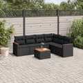 Miniatyrbillede 3 af 3: vidaXL sofasæt til haven 7 dele med hynder polyrattan sort