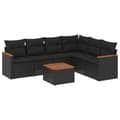 Miniatyrbillede 1 af 3: vidaXL sofasæt til haven 7 dele med hynder polyrattan sort