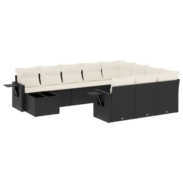 vidaXL sofasæt til haven 11 dele med hynder polyrattan sort