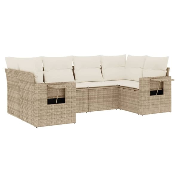 vidaXL sofasæt til haven 6 dele med hynder polyrattan beige