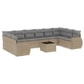 Miniatyrbillede 3 af 4: vidaXL sofasæt til haven 11 dele med hynder polyrattan beige