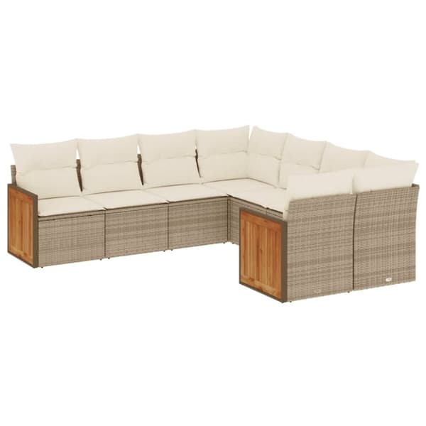 vidaXL sofasæt til haven 8 dele med hynder polyrattan beige
