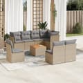 Miniatyrbillede 3 af 3: vidaXL sofasæt til haven 9 dele med hynder polyrattan beige