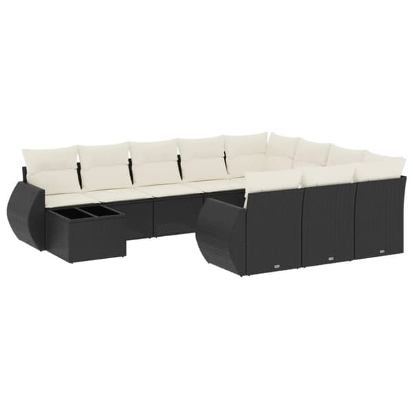 vidaXL sofasæt til haven 11 dele med hynder polyrattan sort