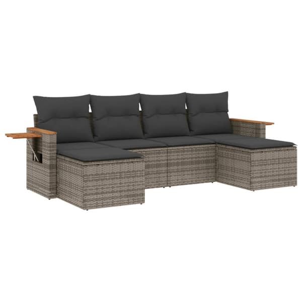 vidaXL sofasæt til haven 6 dele med hynder polyrattan grå