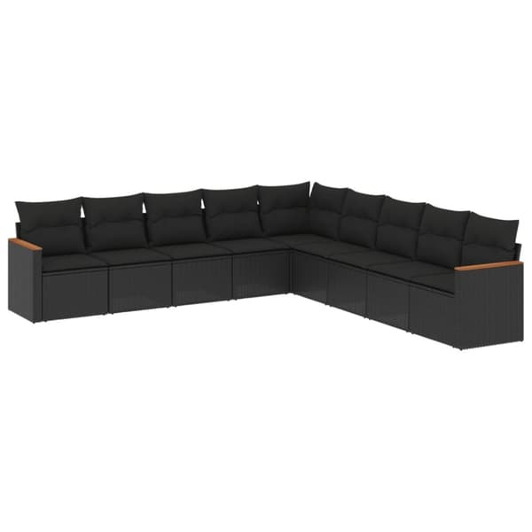 vidaXL sofasæt til haven 9 dele med hynder polyrattan sort
