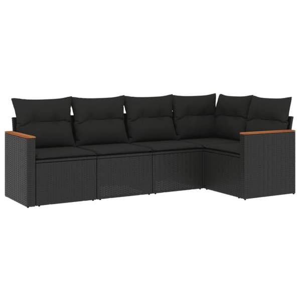 vidaXL sofasæt til haven 5 dele med hynder polyrattan sort