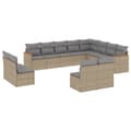 Miniatyrbillede 1 af 3: vidaXL sofasæt til haven 12 dele med hynder polyrattan beige