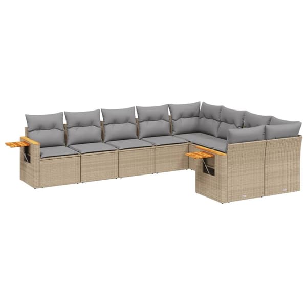 vidaXL sofasæt til haven 9 dele med hynder polyrattan beige