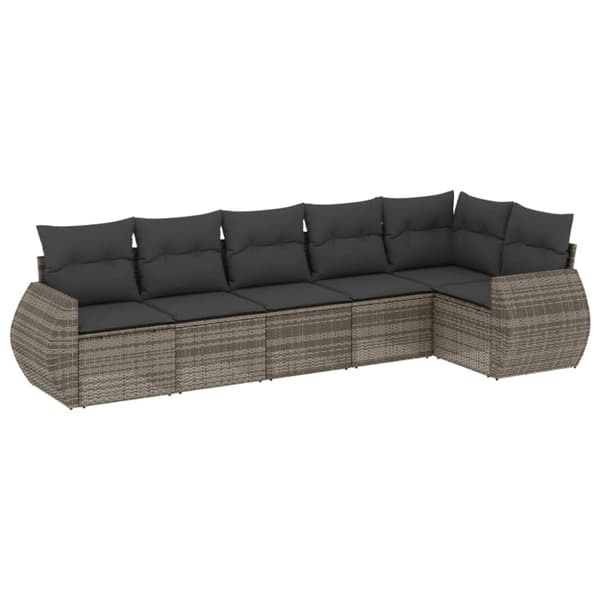 vidaXL sofasæt til haven 6 dele med hynder polyrattan grå