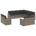 Miniatyrbillede 1 af 3: vidaXL loungesæt til haven 11 dele med hynder polyrattan grå