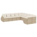 Miniatyrbillede 3 af 4: vidaXL sofasæt til haven 10 dele med hynder polyrattan beige