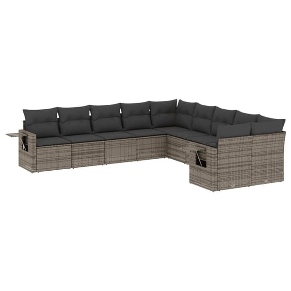 vidaXL sofasæt til haven 10 dele med hynder polyrattan grå