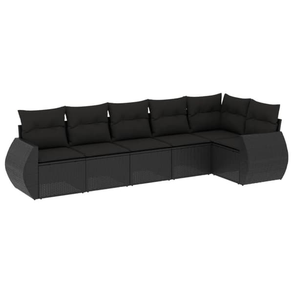vidaXL Loungegrupp med dynor 6 delar svart konstrotting