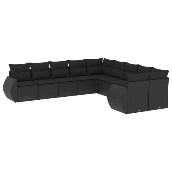 vidaXL sofasæt til haven 10 dele med hynder polyrattan sort