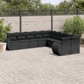 Miniatyrbillede 2 af 4: vidaXL sofasæt til haven 10 dele med hynder polyrattan sort