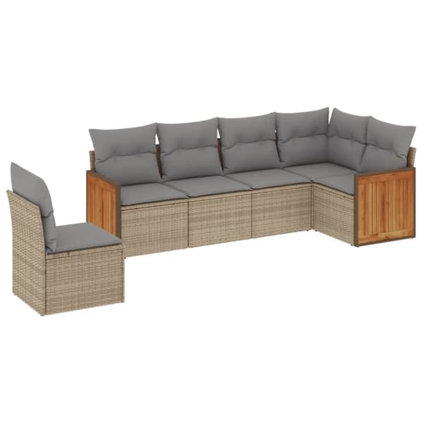 vidaXL sofasæt til haven 6 dele med hynder polyrattan beige