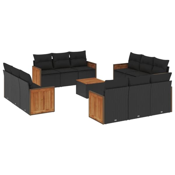vidaXL sofasæt til haven 13 dele med hynder polyrattan sort