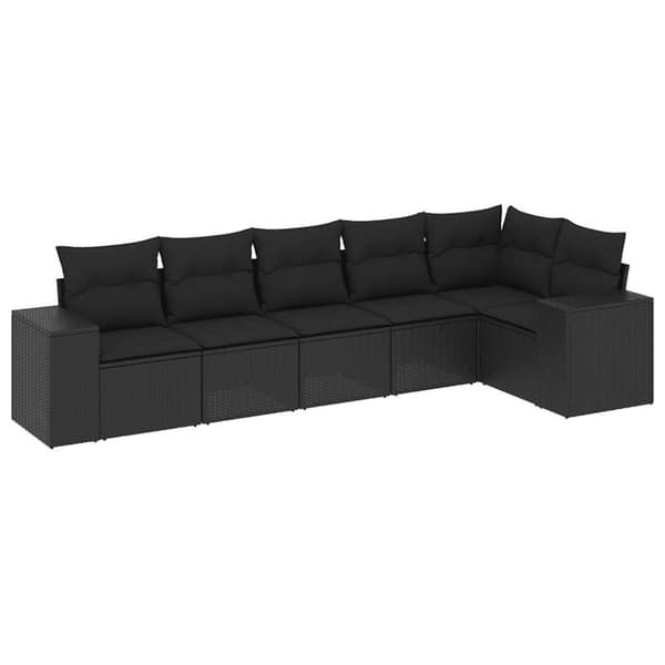 vidaXL sofasæt til haven 6 dele med hynder polyrattan sort
