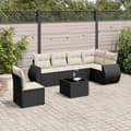 Miniatyrbillede 2 af 11: vidaXL sofasæt til haven 7 dele med hynder polyrattan sort
