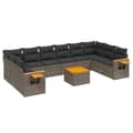 Miniatyrbillede 1 af 3: vidaXL loungesæt til haven 11 dele med hynder polyrattan grå