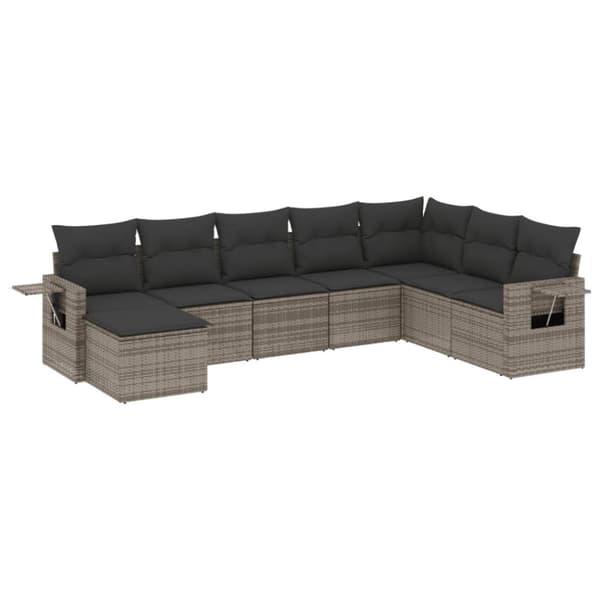 vidaXL sofasæt til haven 8 dele med hynder polyrattan grå