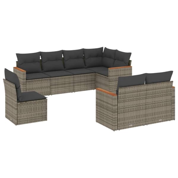 vidaXL sofasæt til haven 8 dele med hynder polyrattan grå