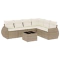 Miniatyrbillede 3 af 4: vidaXL sofasæt til haven 7 dele med hynder polyrattan beige
