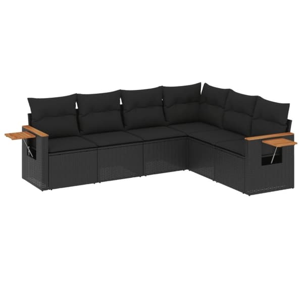 vidaXL sofasæt til haven 6 dele med hynder polyrattan sort