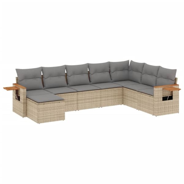 vidaXL sofasæt til haven 8 dele med hynder polyrattan beige